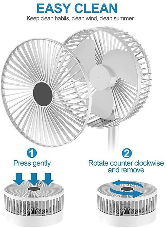 Powerful Rechargeable Adjustable AC/DC Table Wall Fan – Stay Cool Anytime, Anywhere!