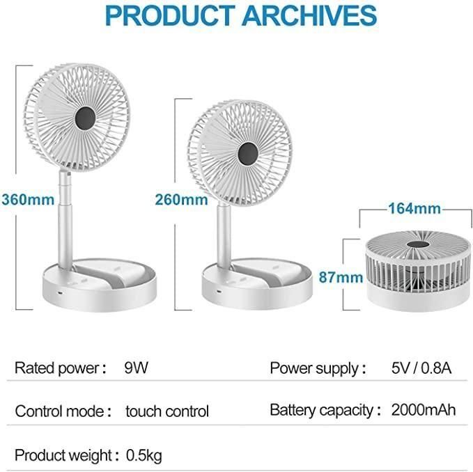 Powerful Rechargeable Adjustable AC/DC Table Wall Fan – Stay Cool Anytime, Anywhere!