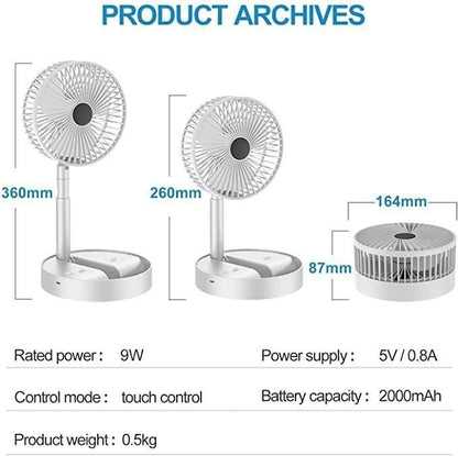 Powerful Rechargeable Adjustable AC/DC Table Wall Fan – Stay Cool Anytime, Anywhere!