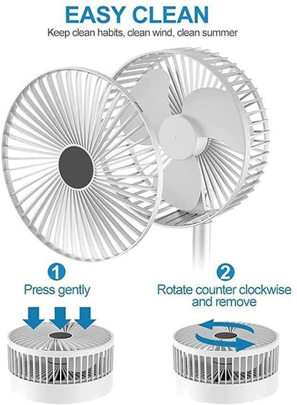 Powerful Rechargeable Adjustable AC/DC Table Wall Fan – Stay Cool Anytime, Anywhere!